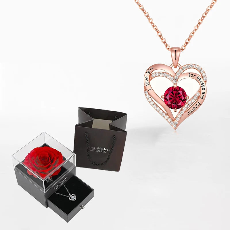 Necklace With Rose Gift Box