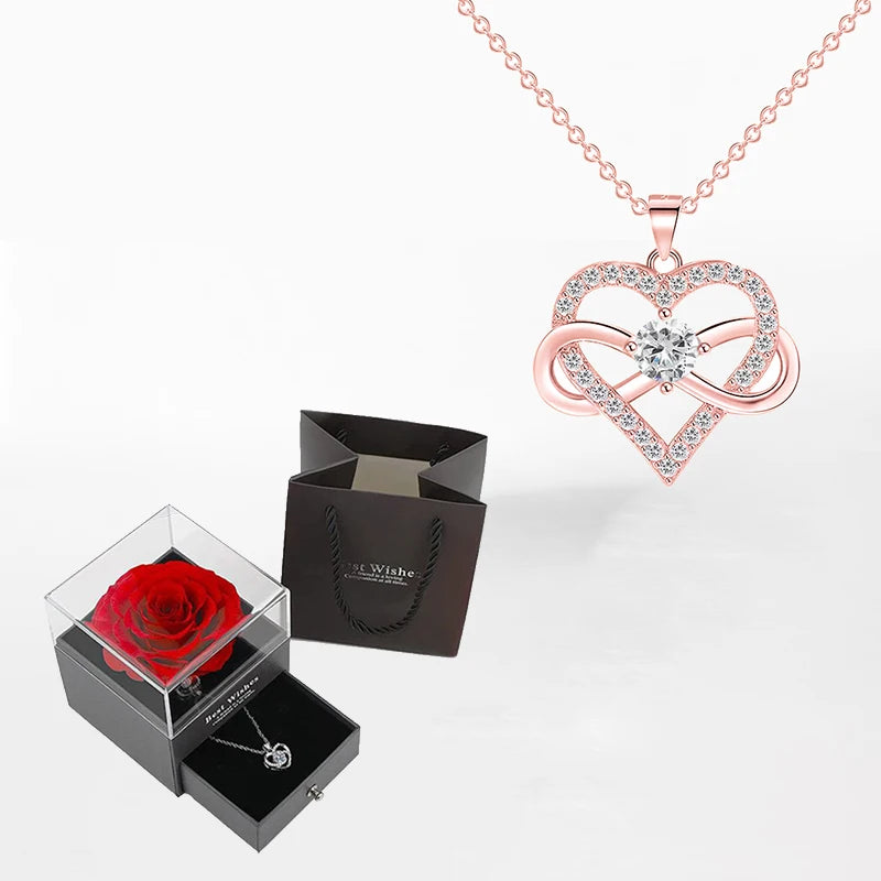 Necklace With Rose Gift Box