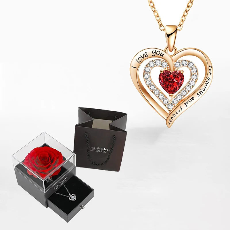 Necklace With Rose Gift Box