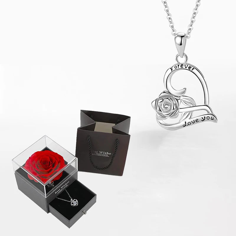 Necklace With Rose Gift Box